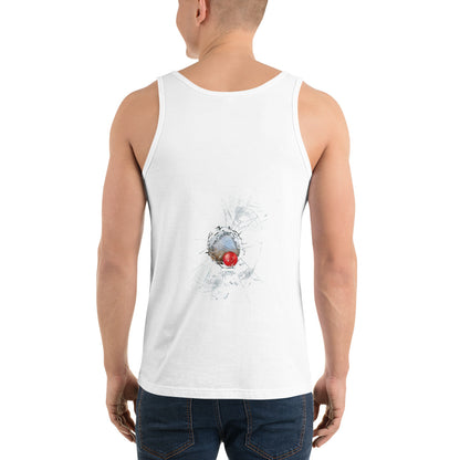 Homme blanc portant un débardeur RosePetanque pour homme.